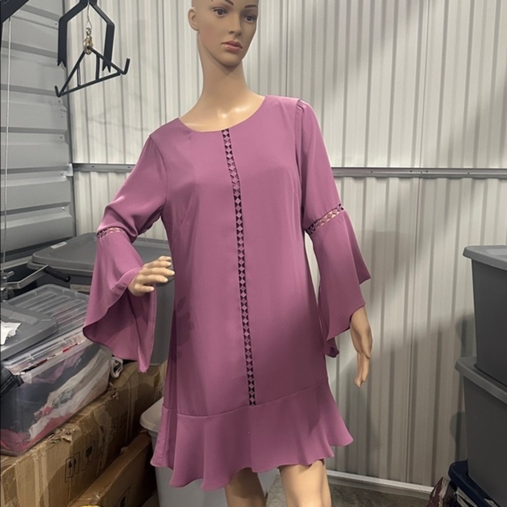NWT White House black market Lilac flowing long sleeve mini dress size 10